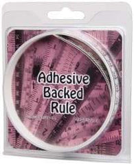 Made in USA - 2 m Long x 1/2 Inch Wide, 1/16 Inch Graduation, White, Mylar Adhesive Tape Measure - Reads Right to Left, Horizontal Scale - Americas Industrial Supply