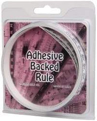 Made in USA - 3 m Long x 1/2 Inch Wide, 1/16 Inch Graduation, White, Mylar Adhesive Tape Measure - Reads Left to Right, Horizontal Scale - Americas Industrial Supply