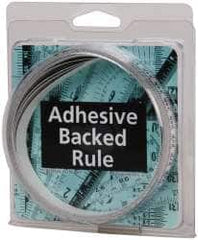 Made in USA - 4 m Long x 1/2 Inch Wide, 1/16 Inch Graduation, White, Mylar Adhesive Tape Measure - Reads Right to Left, Horizontal Scale - Americas Industrial Supply