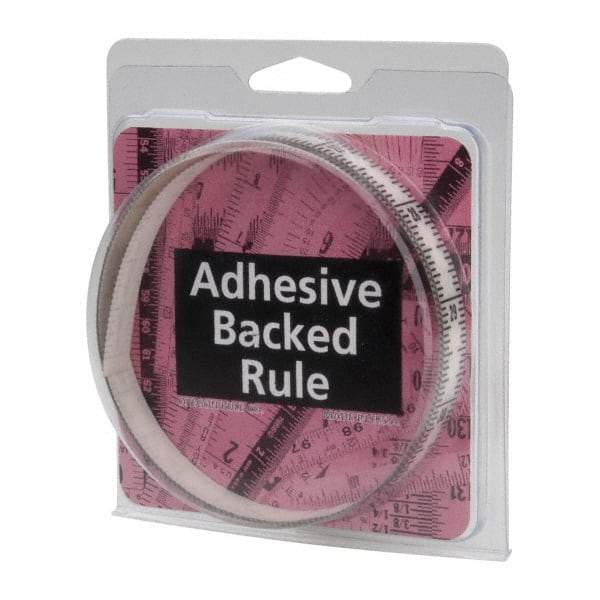 Made in USA - 3 Ft. Long x 1/2 Inch Wide, 1/16 Inch Graduation, Clear, Mylar Adhesive Tape Measure - Reads Top to Bottom, Vertical Rules - Americas Industrial Supply