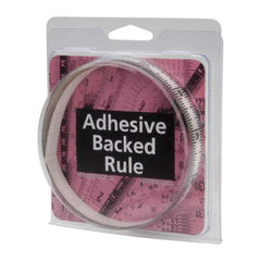 Made in USA - 3 Ft. Long x 1/2 Inch Wide, 1/16 Inch Graduation, Clear, Mylar Adhesive Tape Measure - Reads Top to Bottom, Vertical Rules - Americas Industrial Supply