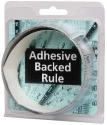 Made in USA - 3 Ft. Long x 1-1/4 Inch Wide, 1/16 Inch Graduation, Silver, Mylar Adhesive Tape Measure - Reads Bottom to Top, Vertical Rules - Americas Industrial Supply