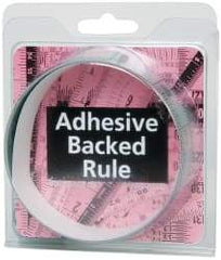 Made in USA - 3 Ft. Long x 1-1/4 Inch Wide, 1/16 Inch Graduation, Silver, Mylar Adhesive Tape Measure - Reads Top to Bottom, Vertical Rules - Americas Industrial Supply
