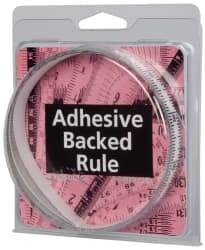 Made in USA - 6 Ft. Long x 1/2 Inch Wide, 1/16 Inch Graduation, Clear, Mylar Adhesive Tape Measure - Reads Bottom to Top, Vertical Rules - Americas Industrial Supply