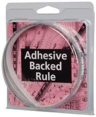 Made in USA - 6 Ft. Long x 1/2 Inch Wide, 1/16 Inch Graduation, Clear, Mylar Adhesive Tape Measure - Reads Bottom to Top, Vertical Rules - Americas Industrial Supply