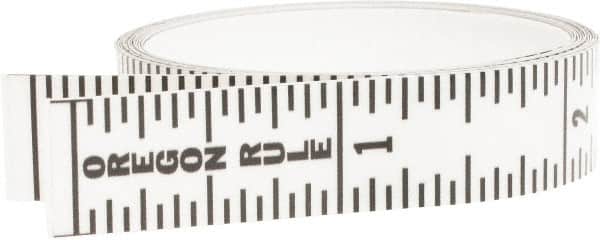 Made in USA - 6 Ft. Long x 1/2 Inch Wide, 1/16 Inch Graduation, Clear, Mylar Adhesive Tape Measure - Reads Top to Bottom, Vertical Rules - Americas Industrial Supply