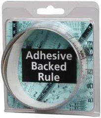 Made in USA - 6 Ft. Long x 1-1/4 Inch Wide, 1/16 Inch Graduation, Clear, Mylar Adhesive Tape Measure - Reads Bottom to Top, Vertical Rules - Americas Industrial Supply