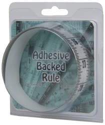 Made in USA - 6 Ft. Long x 1-1/4 Inch Wide, 1/16 Inch Graduation, Clear, Mylar Adhesive Tape Measure - Reads Top to Bottom, Vertical Rules - Americas Industrial Supply