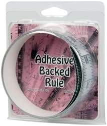 Made in USA - 6 Ft. Long x 1-1/4 Inch Wide, 1/16 Inch Graduation, Silver, Mylar Adhesive Tape Measure - Reads Bottom to Top, Vertical Rules - Americas Industrial Supply