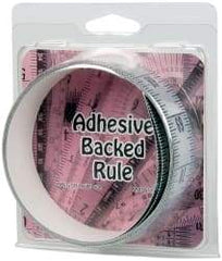 Made in USA - 6 Ft. Long x 1-1/4 Inch Wide, 1/16 Inch Graduation, Silver, Mylar Adhesive Tape Measure - Reads Bottom to Top, Vertical Rules - Americas Industrial Supply