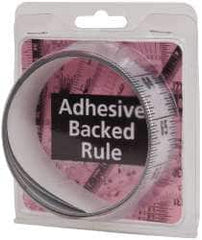 Made in USA - 6 Ft. Long x 1-1/4 Inch Wide, 1/16 Inch Graduation, Silver, Mylar Adhesive Tape Measure - Reads Top to Bottom, Vertical Rules - Americas Industrial Supply