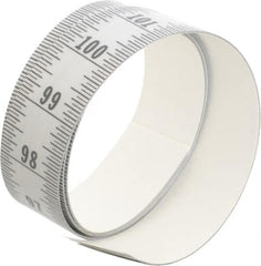Made in USA - 9 Ft. Long x 1-1/4 Inch Wide, 1/16 Inch Graduation, Silver, Mylar Adhesive Tape Measure - Reads Bottom to Top, Vertical Rules - Americas Industrial Supply