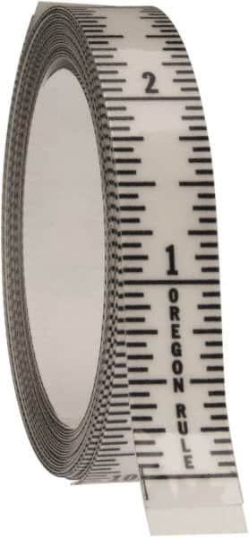 Made in USA - 12 Ft. Long x 1/2 Inch Wide, 1/16 Inch Graduation, Clear, Mylar Adhesive Tape Measure - Reads Bottom to Top, Vertical Rules - Americas Industrial Supply