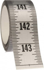 Made in USA - 12 Ft. Long x 1-1/4 Inch Wide, 1/16 Inch Graduation, Silver, Mylar Adhesive Tape Measure - Reads Top to Bottom, Vertical Rules - Americas Industrial Supply
