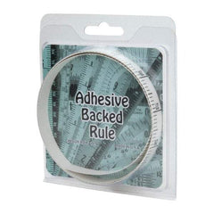 Made in USA - 3 Ft. Long x 1/2 Inch Wide, 1/10 Inch Graduation, White, Mylar Adhesive Tape Measure - Reads Top to Bottom, Vertical Rules - Americas Industrial Supply