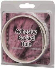 Made in USA - 6 Ft. Long x 1/2 Inch Wide, 1/10 Inch Graduation, White, Mylar Adhesive Tape Measure - Reads Bottom to Top, Vertical Rules - Americas Industrial Supply