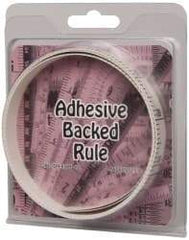 Made in USA - 6 Ft. Long x 1/2 Inch Wide, 1/10 Inch Graduation, White, Mylar Adhesive Tape Measure - Reads Top to Bottom, Vertical Rules - Americas Industrial Supply