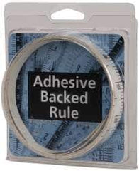 Made in USA - 9 Ft. Long x 1/2 Inch Wide, 1/10 Inch Graduation, White, Mylar Adhesive Tape Measure - Reads Top to Bottom, Vertical Rules - Americas Industrial Supply