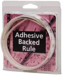 Made in USA - 12 Ft. Long x 1/2 Inch Wide, 1/10 Inch Graduation, White, Mylar Adhesive Tape Measure - Reads Bottom to Top, Vertical Rules - Americas Industrial Supply