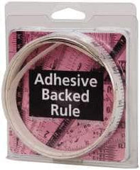 Made in USA - 12 Ft. Long x 1/2 Inch Wide, 1/10 Inch Graduation, White, Mylar Adhesive Tape Measure - Reads Bottom to Top, Vertical Rules - Americas Industrial Supply