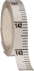 Made in USA - 12 Ft. Long x 1/2 Inch Wide, 1/10 Inch Graduation, White, Mylar Adhesive Tape Measure - Reads Top to Bottom, Vertical Rules - Americas Industrial Supply