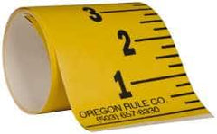 Made in USA - 4 Ft. Long x 3 Inch Wide, 1/4 Inch Graduation, Yellow, Mylar Adhesive Tape Measure - Reads Bottom to Top, Vertical Rules - Americas Industrial Supply
