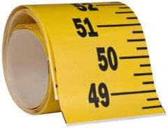 Made in USA - 8 Ft. Long x 3 Inch Wide, 1/4 Inch Graduation, Yellow, Mylar Adhesive Tape Measure - Reads Bottom to Top, Vertical Rules - Americas Industrial Supply