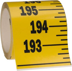 Made in USA - 20 Ft. Long x 3 Inch Wide, 1/4 Inch Graduation, Yellow, Mylar Adhesive Tape Measure - Reads Bottom to Top, Vertical Rules - Americas Industrial Supply