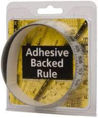 Made in USA - 3 Ft. Long x 1 Inch Wide, 1/8 Inch Graduation, Silver, Mylar Adhesive Tape Measure - Reads Left to Right, Horizontal-Half Scale - Americas Industrial Supply