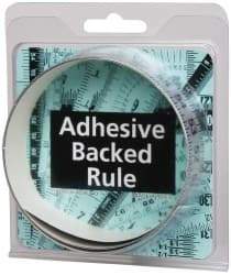Made in USA - 3 Ft. Long x 1 Inch Wide, 1/8 Inch Graduation, Silver, Mylar Adhesive Tape Measure - Reads Right to Left, Horizontal-Half Scale - Americas Industrial Supply