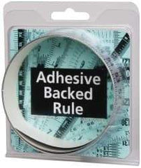 Made in USA - 3 Ft. Long x 1 Inch Wide, 1/8 Inch Graduation, Silver, Mylar Adhesive Tape Measure - Reads Right to Left, Horizontal-Half Scale - Americas Industrial Supply