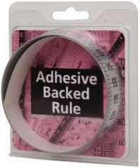 Made in USA - 3 Ft. Long x 1 Inch Wide, 1/8 Inch Graduation, Silver, Mylar Adhesive Tape Measure - Reads Bottom to Top, Vertical-Half Scale - Americas Industrial Supply