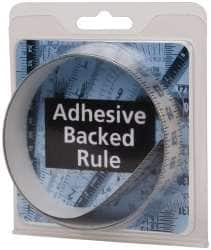 Made in USA - 3 Ft. Long x 1 Inch Wide, 1/8 Inch Graduation, Silver, Mylar Adhesive Tape Measure - Reads Right to Left, Vertical-Half Scale - Americas Industrial Supply