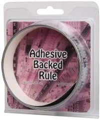 Made in USA - 6 Ft. Long x 1 Inch Wide, 1/8 Inch Graduation, Silver, Mylar Adhesive Tape Measure - Reads Left to Right, Horizontal-Half Scale - Americas Industrial Supply