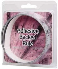 Made in USA - 6 Ft. Long x 1 Inch Wide, 1/8 Inch Graduation, Silver, Mylar Adhesive Tape Measure - Reads Right to Left, Horizontal-Half Scale - Americas Industrial Supply