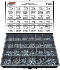 Value Collection - 2,000 Piece, #4x1/4 to #10 x 1-1/4, Steel Sheet Metal Screw Assortment - Pan Head, Slotted Drive, 1/4 to 1-1/2" Long, Grade 2 - Americas Industrial Supply
