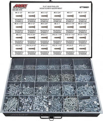 Value Collection - 2,400 Piece, #4x1/2 to #10 x 1-1/4, Steel Wood Screw Assortment - Flat Head, Phillips Drive, 1/2 to 3" Long, Grade 2 - Americas Industrial Supply