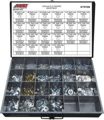 Value Collection - 3529 Piece, No. 6, 5/8" Screw, Grade 2 Steel Flat & Split Lock Washer Assortment - Includes 1/4 to 12" Screw & Compartmented Storage Case - Americas Industrial Supply