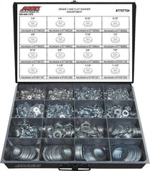 Value Collection - 1840 Piece, 1/4 to 1-1/2" Screw, Grade 2 Steel SAE Flat Washer Assortment - Includes 1/4 to 1-1/2" Screw & Compartmented Storage Case - Americas Industrial Supply