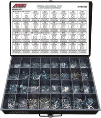 Value Collection - 2550 Piece, No. 6, 3/4" Screw, Grade 2 Steel External & Internal Tooth Lock Washer Assortment - Includes 1/4 to 12" Screw & Compartmented Storage Case - Americas Industrial Supply