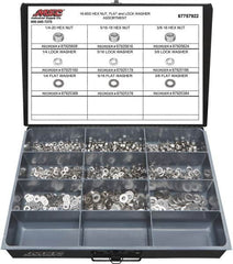 Value Collection - 1/4-20 to 3/8-16 Thread, 750 Piece Stainless Steel Nut & Washer Assortment - Grade 18-8 - Americas Industrial Supply