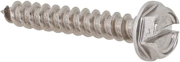 Value Collection - #10 Hex Washer Head Slotted Sheet Metal Screw - Stainless Steel, 1-1/4" Length Under Head, Grade 18-8 - Americas Industrial Supply