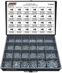 Value Collection - 1,200 Piece, #6-32 to 1/4-20, Steel Machine Screw Assortment - Pan Head, Phillips Drive, 1/2 to 2" Long, Grade 2 - Americas Industrial Supply
