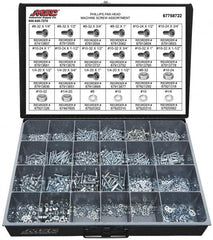Value Collection - 1,975 Piece, #8-32 to 1/4-20, Steel Machine Screw Assortment - Pan Head, Phillips Drive, 1/4 to 1-1/2" Long, Grade 2 - Americas Industrial Supply