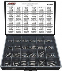 Value Collection - 190 Piece, 1/4x3/8 to 3/8 x 1-1/2, Alloy Steel Shoulder Screw Assortment - Socket Cap Head, Hex Socket Drive, 3/8 to 2" Long - Americas Industrial Supply