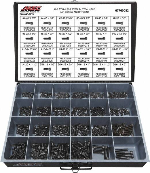 Value Collection - 690 Piece Alloy Steel Socket Head Cap Screws - #4-40 to 5/16-18 Thread - Americas Industrial Supply