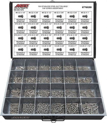 Value Collection - 800 Piece Stainless Steel Button Head Cap Screws - #8-32 to 1/4-20 Thread, 18-8 - Americas Industrial Supply