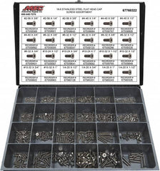 Value Collection - 1,095 Piece Stainless Steel Flat Head Cap Screws - #2-56 to 1/4-20 Thread, 18-8 - Americas Industrial Supply