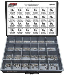 Value Collection - 685 Piece, #4-40 to 3/8-16, Stainless Steel Set Screw Assortment - Hex Head, Hex Socket Drive, 3/16 to 1" Long, Grade 18-8 - Americas Industrial Supply