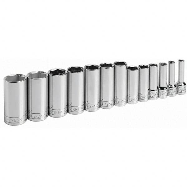 SK - 3/8" Drive Deep Socket Set - 1/4 to 1", Inch Measurement Standard - Americas Industrial Supply